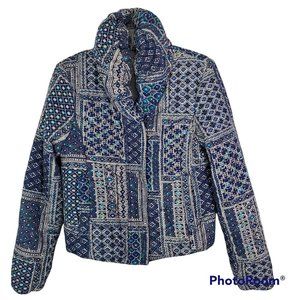 Anthropologie Blue Patterned Jacket